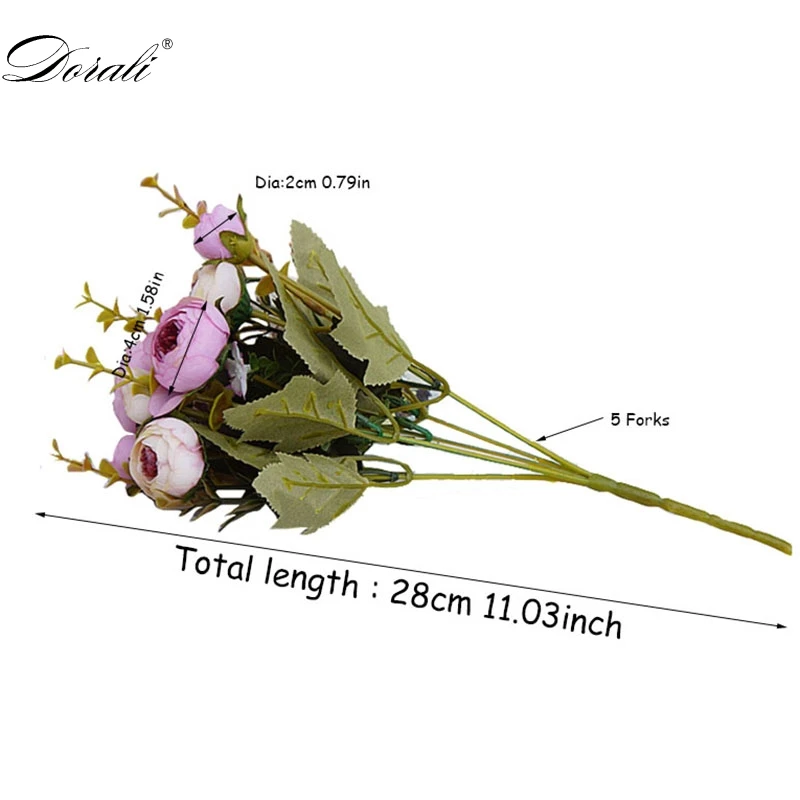 Винтажные шелковые цветы с 10 головками Чайные розы в ретро стиле искусственные