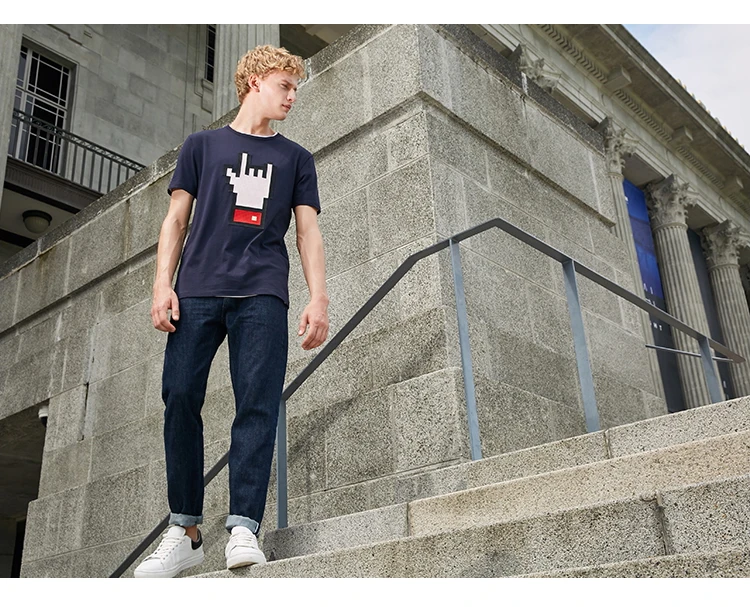 JackJones Мужская футболка из хлопка с принтом, футболка с короткими рукавами, мужская одежда 219101555