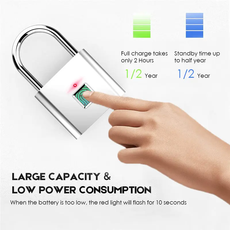 Mini Small USB Rechargeable Electronic Biometric Fingerprint Lock Door Security Padlock Luggage Waterproof For Locker | Обустройство