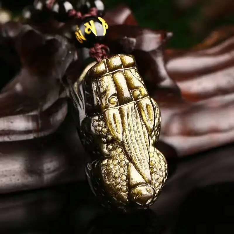 Подвеска-цепочка для женщин и мужчин из натурального золота обсидиановый