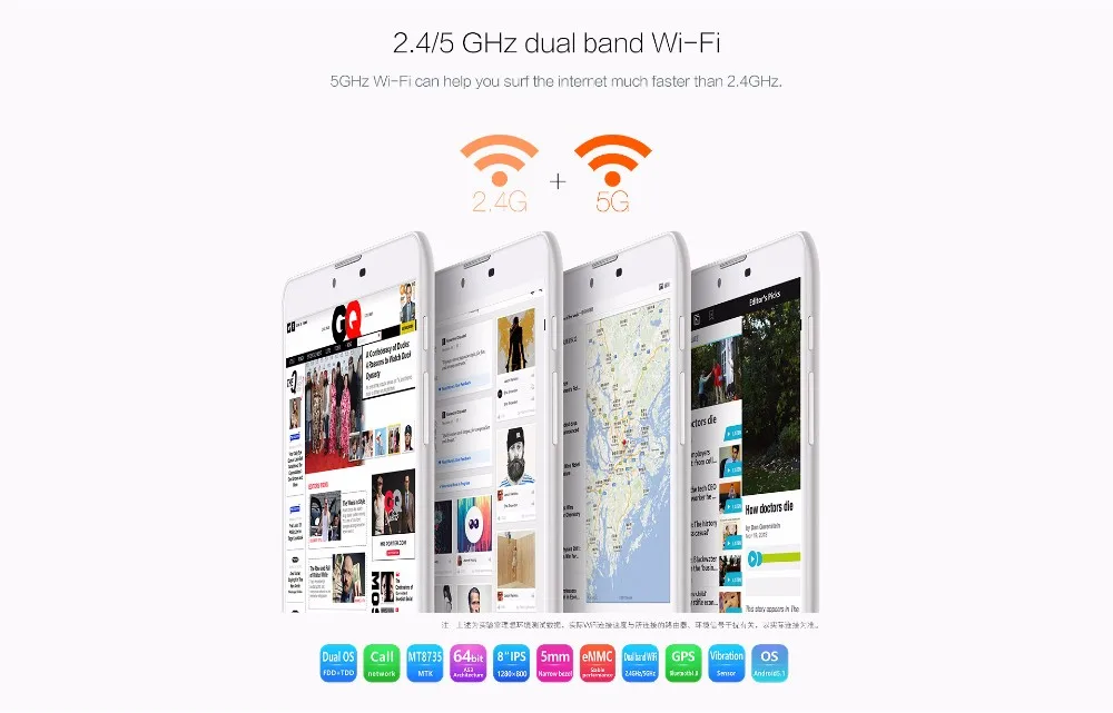 " ips Экран Android 5,1 Teclast P80 4gMTK8735 64bit 4 ядра 16 Гб 3g телефон планшет с WCDMA с gps Bluetooth