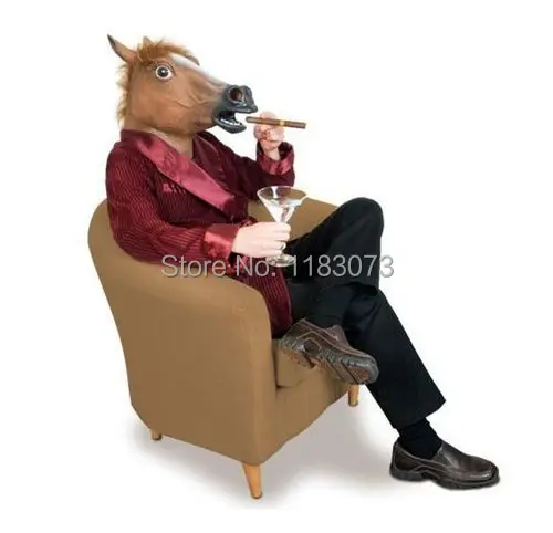 Страшная голова лошади искусственный костюм резиновые маски новинка коричневые