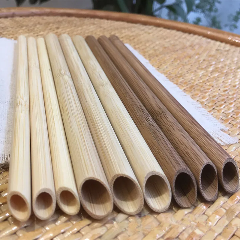 

Wholesales 100pcs Eco Friendly Reusable Straw 21.5cm Carbonized Bamboo Smoothie Straws Pointed Coffee Milk Drinking Straw
