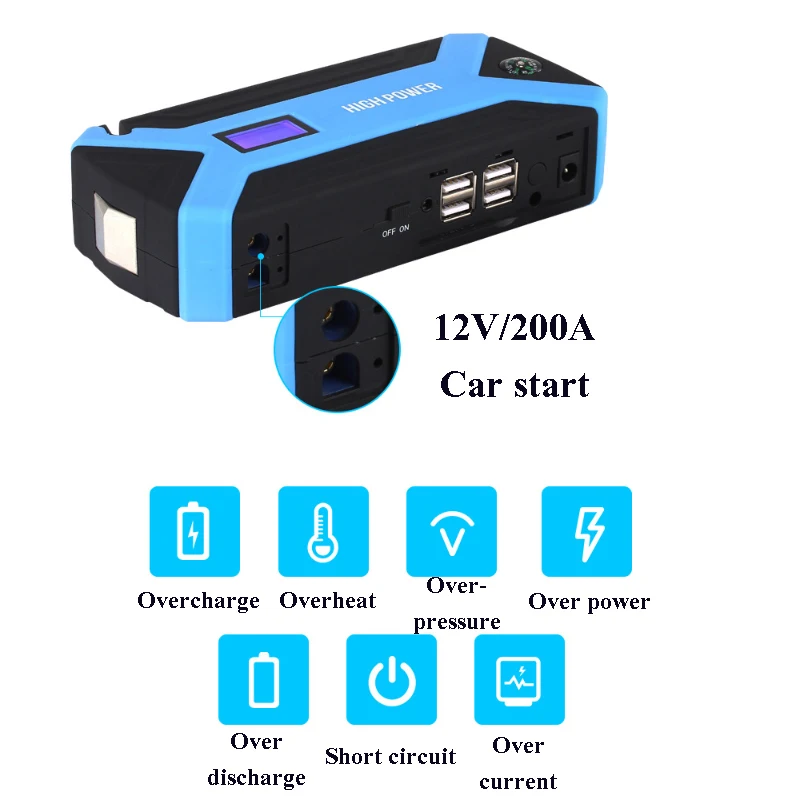 Многофункциональное автомобильное пусковое устройство power Bank 89800mah 12V 4USB 300A переносной Аккумуляторный усилитель бензиновое дизельное зарядное устройство пусковое устройство