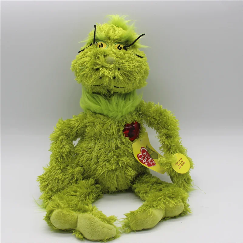1 шт. 38 см Высокое качество происхождения Dr Seuss Grinch плюшевые игрушки растут ваше сердце Мягкие плюшевые игрушки с подсветкой Сердце Мягкие игрушки