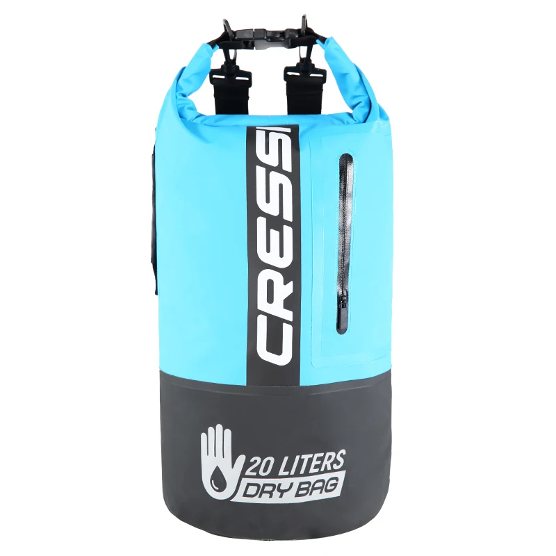 BLACK SKY BLUE Cressi 20L сухая Сумка премиум-класса, рюкзак для дайвинга, снаряжение для дайвинга, водонепроницаемая сумка большого объема для подводного плавания, дайвинга, дрейфующих лодок - Цвет: BLACK SKY BLUE