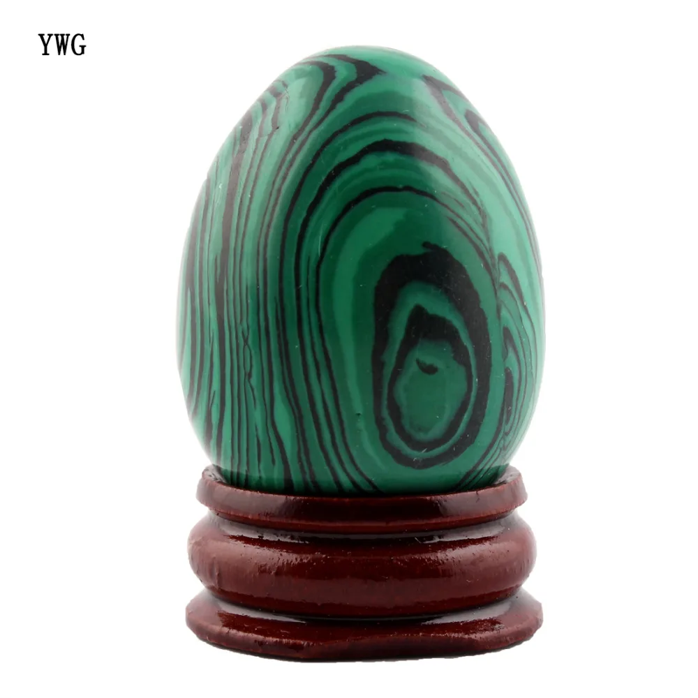 30*40mm Malachite Home Office Ornaments Natural Carnelian Stone Carved Eggs With Wood Stand Decor Chakra Healing Reiki Crafts