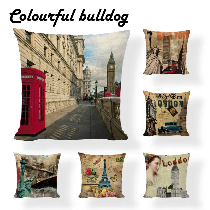 Дизайнерские чехлы для подушек с изображением английского Парижа Эйфелевой