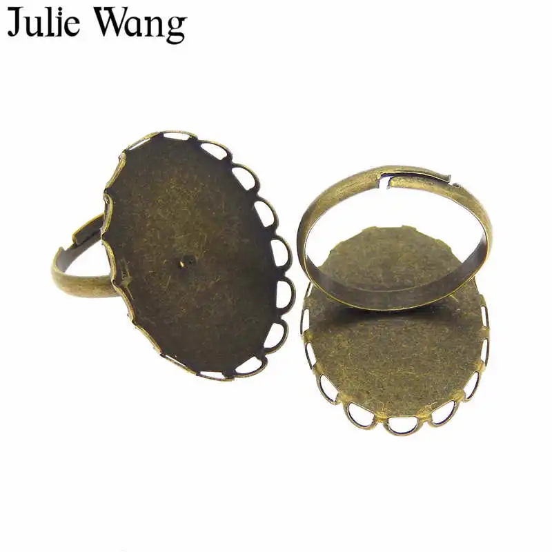 Julie Wang 8 шт. смешанных колец винтажные античные бронзовые Регулируемые Пустые