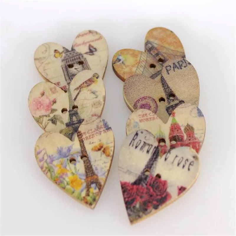 20 шт Эйфелева башня модные деревянные Пуговицы декоративные пуговицы для шитья в