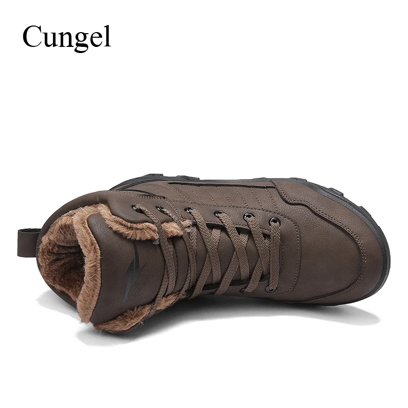 Beli Cungel Musim Dingin Pria Sepatu Hiking Tetap Hangat Boots Plush Lapisan Luar Ruangan Trekking Sepatu Memanjat Gunung Tahan Air Semata Kaki
