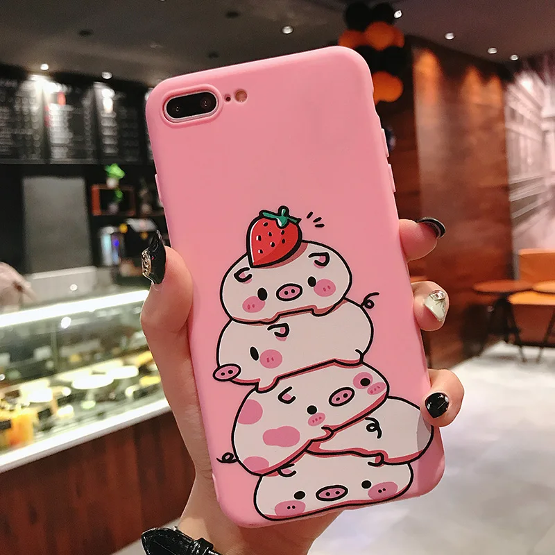 Модный чехол для iPhone X 8 7 6 6s Plus Мультяшные розовые милые свинки ультратонкий