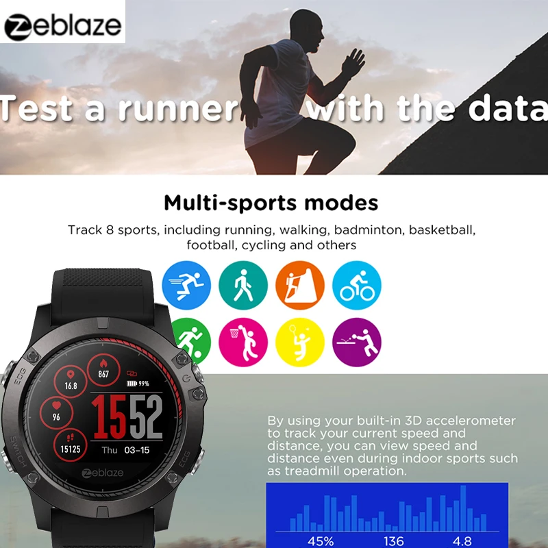 Смарт часы Zeblaze vibe 3 ЭКГ трекер сердечного ритма для мужчин smartband напоминание о