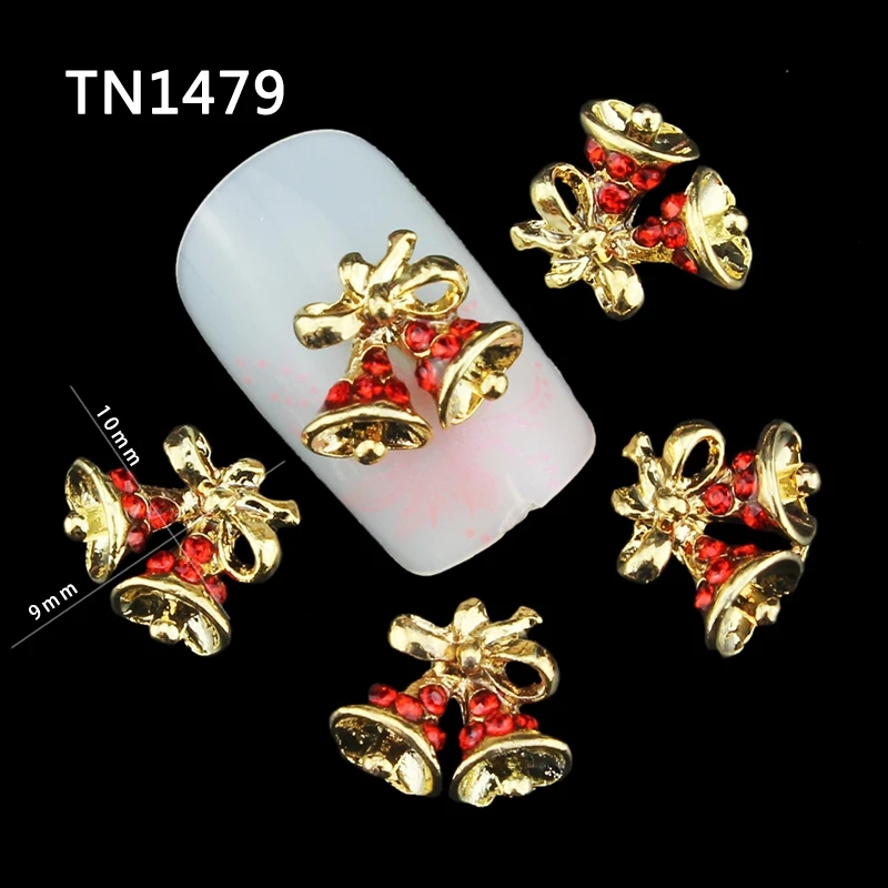 Blueness 10 шт. рождественские колокольчики Дизайн Маникюрные наконечники блестящий