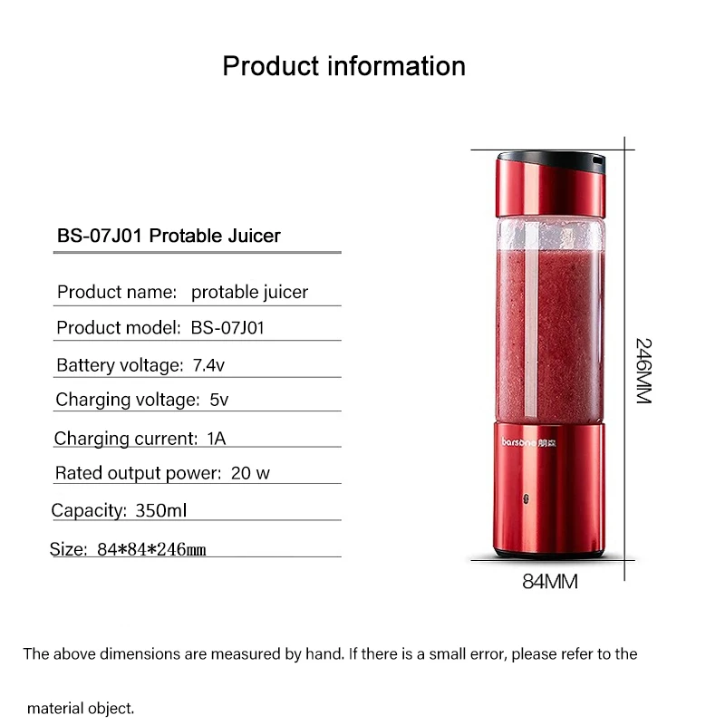 

Portable Electric Juicer Blender USB Mini Fruit Mixers Juicers Fruit Extractors Food Milkshake Multifunction Juice Maker Machine
