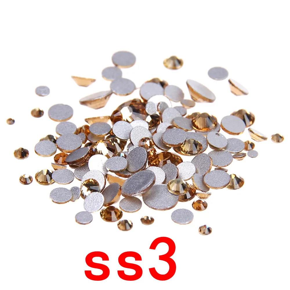Супер Блестящий 1440 шт. SS3 Золотой Желтый глиттер для ногтей не горячая фиксация