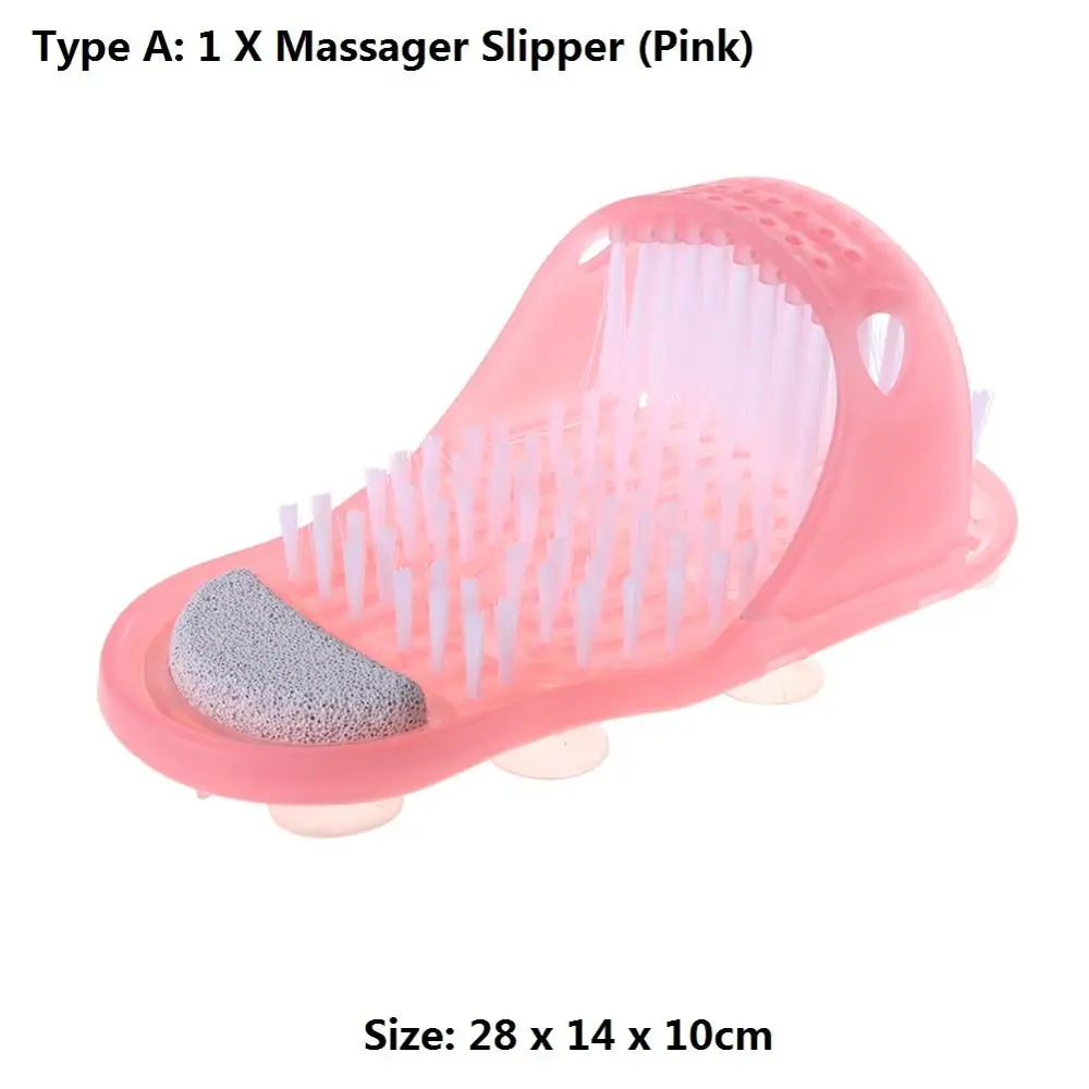 Type A Pink Plastic Bath Shower Feet Massage Slippers Bath Shoes Brush Pumice Stone Foot Scrubber Spa Shower Remove Dead Skin Foot Care Tool - Цвет: Type A Pink