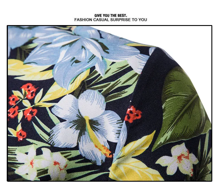 Мужская модель 2019 модная рубашка с коротким рукавом и цветочным принтом мужская