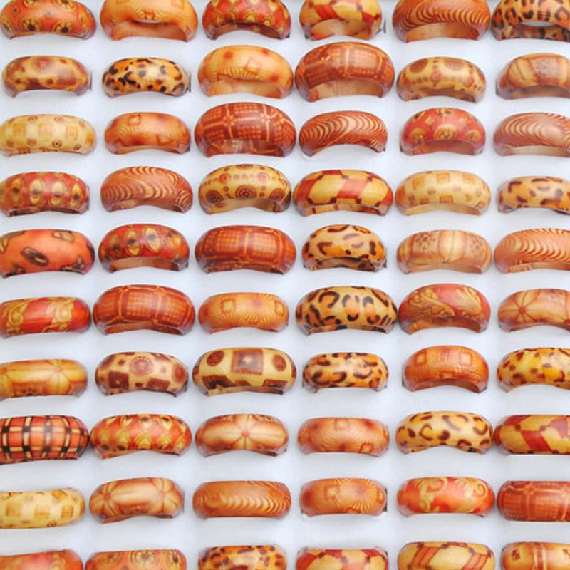 20 шт. оптовая продажа кольца из натурального дерева разные цвета модные