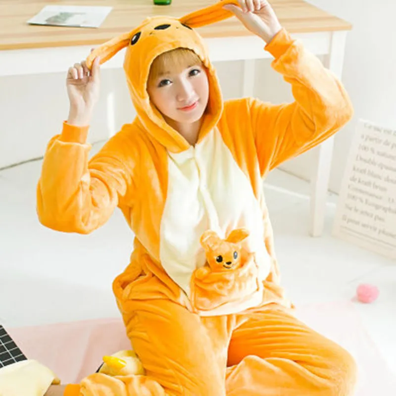 Unisex Adult Pajamas Plush One Piece Kangaroo Animal Costume Homewear | Женская одежда