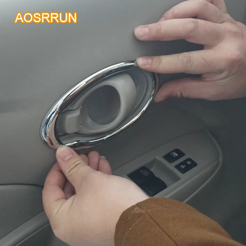 AOSRRUN для Nissan Versa Sedan хэтчбек note SR 2014 2015 ABS хромированный чехол внутренней ручки