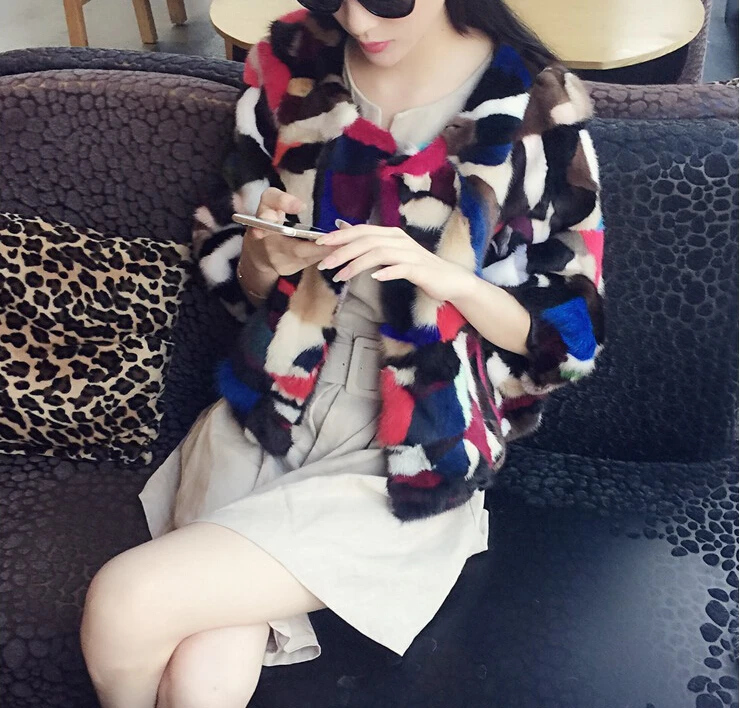 Новое поступление 2019 шуба из натурального меха норки теплое роскошное лоскутное