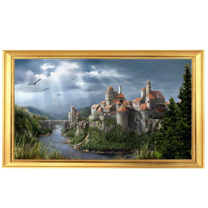 

14/16/18/27/28 Golden Panno,Needlework,Embroidery,DIY Landscape Painting,Cross stitch,kits,14ct Castle home Cross-stitch,Sets