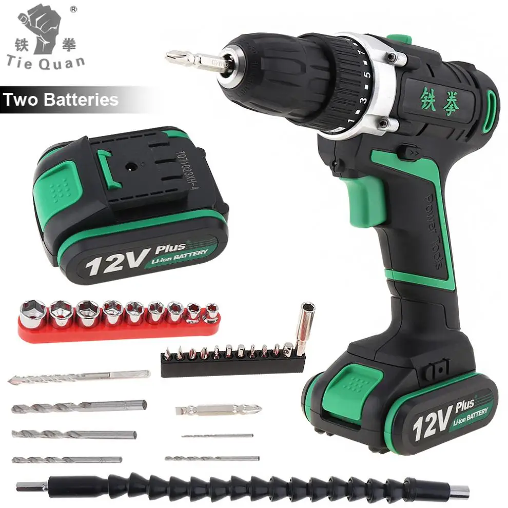 100 - 240V Cordless 12V Plus Electric Drill with 2 Lithium Batteries and 29pcs Accessories Set for Handling Screws /Punching