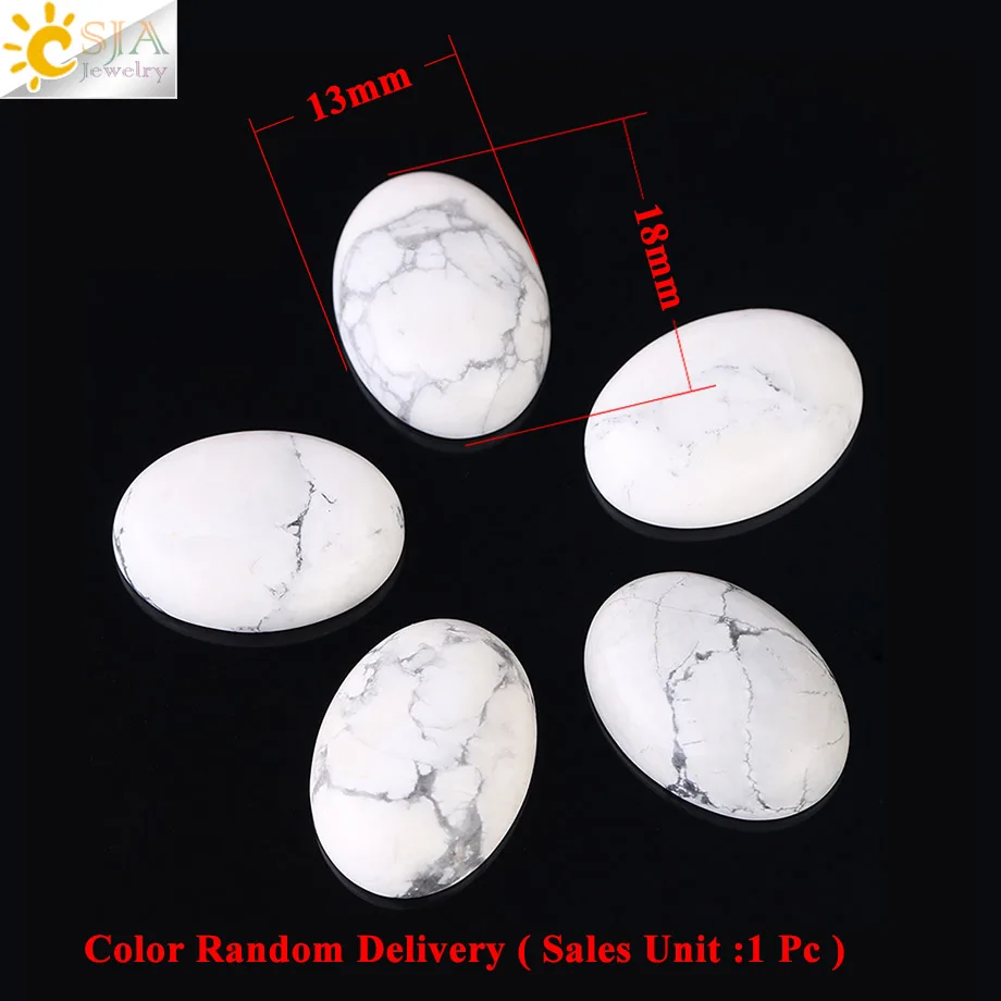 13x18mm CSJA белые бусы из бирюзы, кабошон из говлита, овальные бусины с плоской задней стороной, ювелирные изделия, подходят для кольца поделки, браслеты, материал 1 шт, F524 - Цвет: 13x18mm