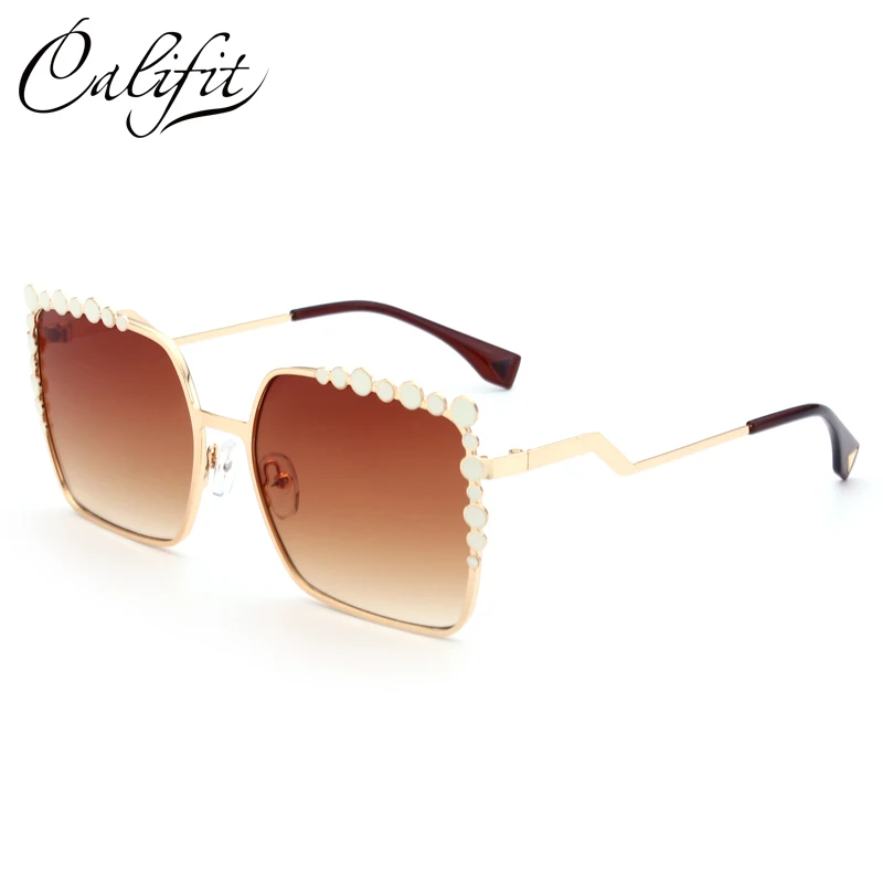 Женские солнцезащитные очки с квадратным градиентом Золотистая оправа