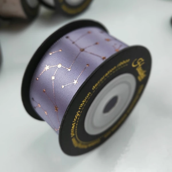 constellation-Violet 25 мм ширина Блестящая лента на заказ Созвездие любовь звезда печать лента Декоративный букет цветок магазин 5 метров/рулон - Цвет: constellation-Violet