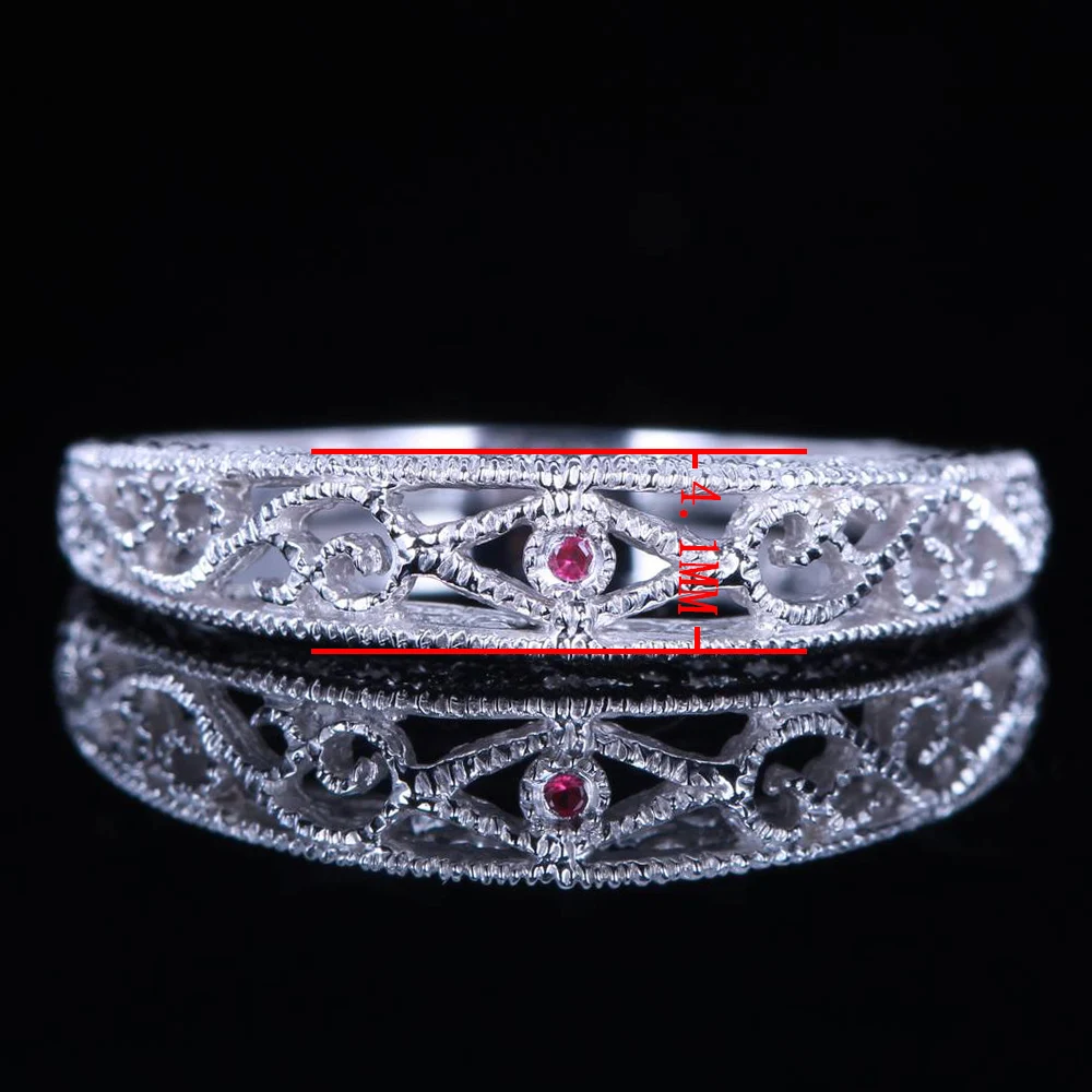 

Real 925 Stering Silver Vintage Genuine Pink Sapphires Filigree Antique Wedding Anniversary Art Deco Classic Women Jewelry Ring