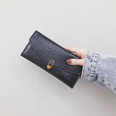Long black Известный бренд, Женский кошелек из искусственной кожи, женские держатели для карт, кошелек, кошельки, Аллигатор, Женская сумочка, клатч, 392 - Цвет: Long black