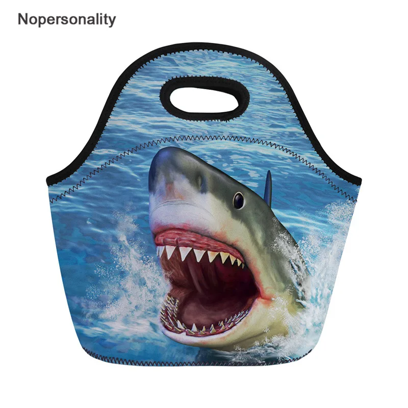 

Nopersonality Shark Printing Lunch Bags Neoprene Portable Lunchbox for Women Kids Fashion Food Bags Travel Picnic Meal Handbag
