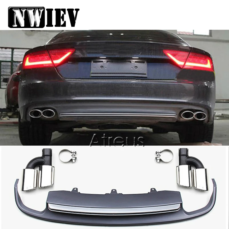 NWIEV 1 Набор для Audi A7 2012 2013 2014 2015 хэтчбек Quattro серый PP задний диффузор спойлер