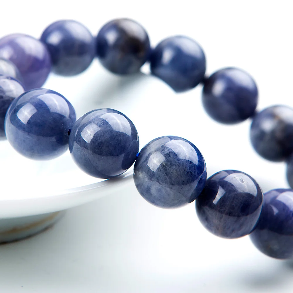 Genuine Natural Tanzanite Blue Gemstone Bracelet Round Beads 13mm Stretch Woman Man Crystal Party AAAAA | Украшения и аксессуары