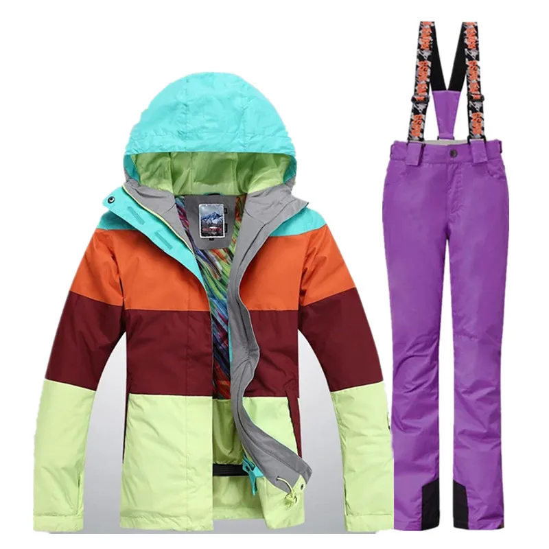 2018 Quality Women's Ski Suit Jacket and Pant Outdoor Female Snowboarding Coat Trousers Scrawl Set Women | Спорт и развлечения