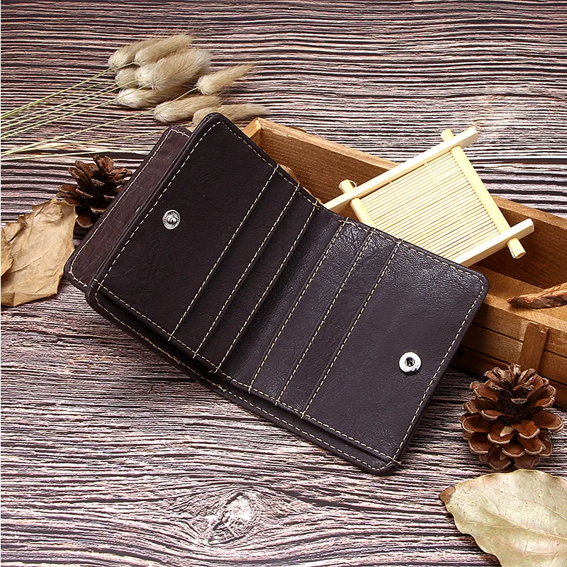 Короткий кожаный мужской кошелек с застежкой, чехол для монет, однотонный тонкий из искусственной кожи, сумки для денег, мужские, мульти держатели для кредитных карт, мини-кошельки