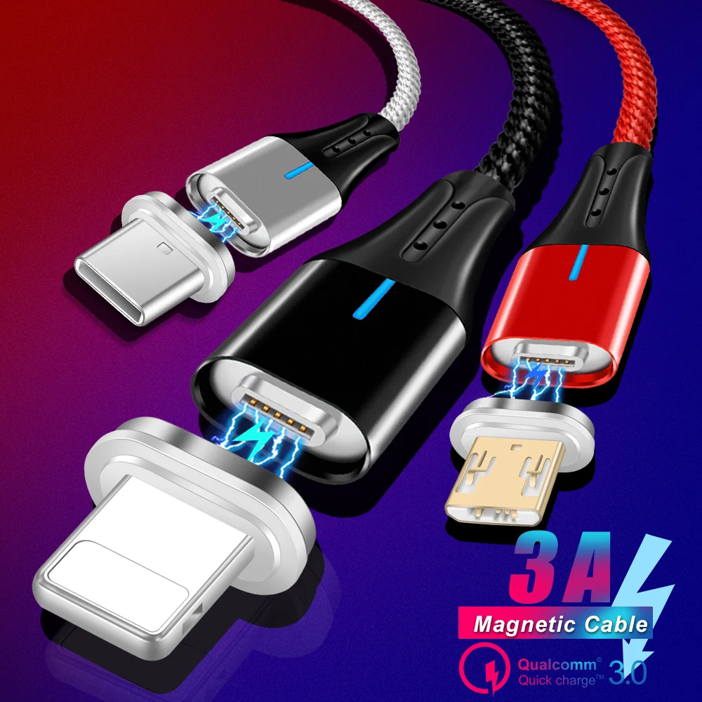 Магнитный кабель Marjay 3A для быстрой зарядки и передачи данных, кабель Micro usb type-C для iPhone, samsung, Xiaomi, huawei, Магнитный зарядный кабель