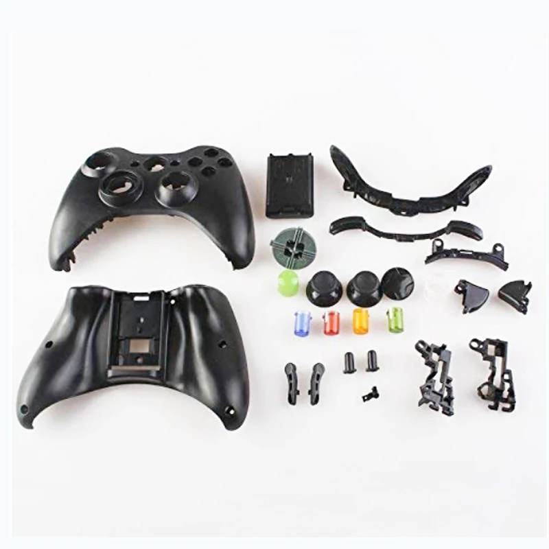 

Wireless Controller Housing Shell for Xbox 360 Joystick Housing Case Black and White With Thumbsticks and buttoms Rubber Pad