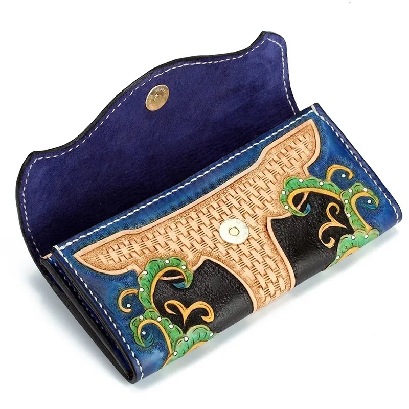 100% ручная работа натуральная кожа китайский стиль Женский Большой дневной клатч