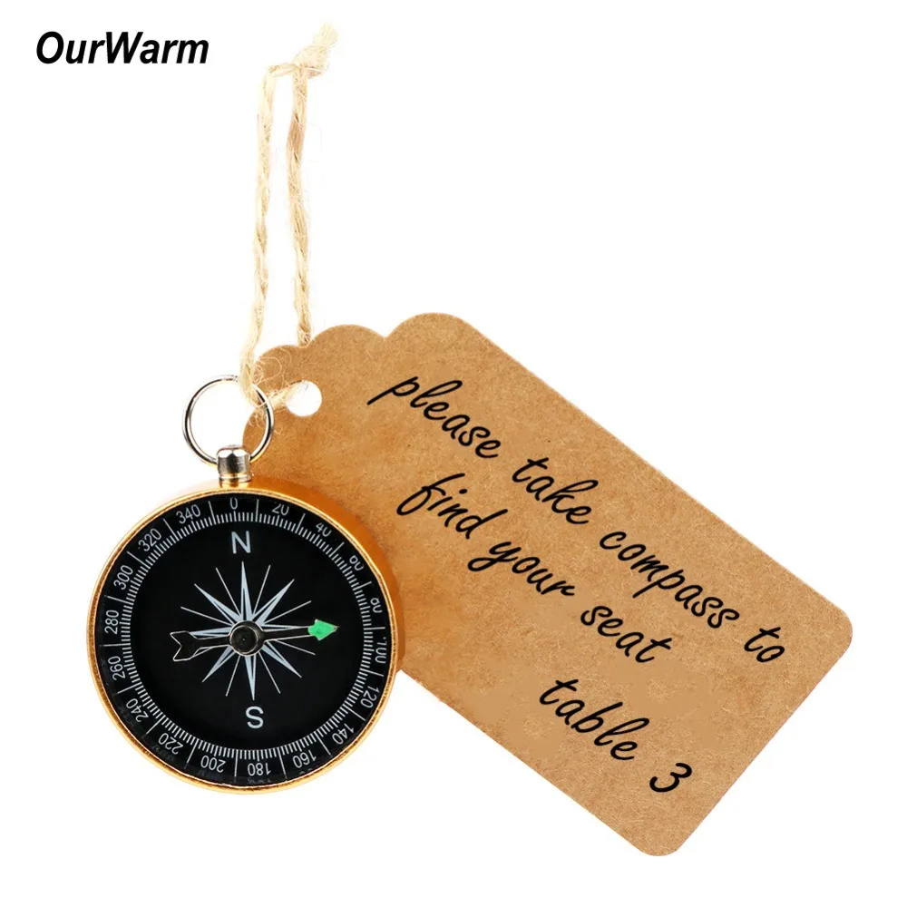 OurWarm 100set Wedding Souvenirs for Guests Compass + Kraft Paper Travel Themed Party Favors Birthday Baby Shower Supplies