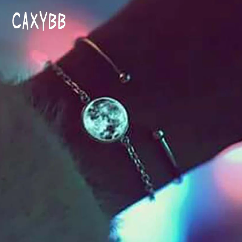 

Caxybb Luminous Star Series Planet Necklace Crystal Cabochon Bracelet Glow in the Darkness Bracelet Link Chain Fashion Braceket