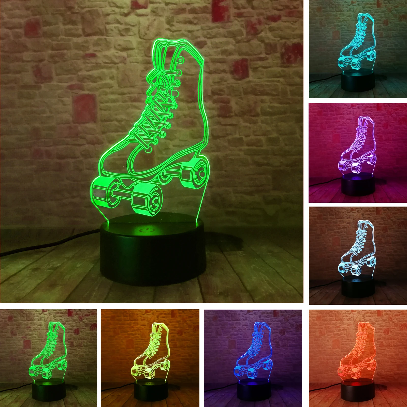 Amroe 3D роликовые коньки 7 цветов с затемнением светодиодный ночник для детей
