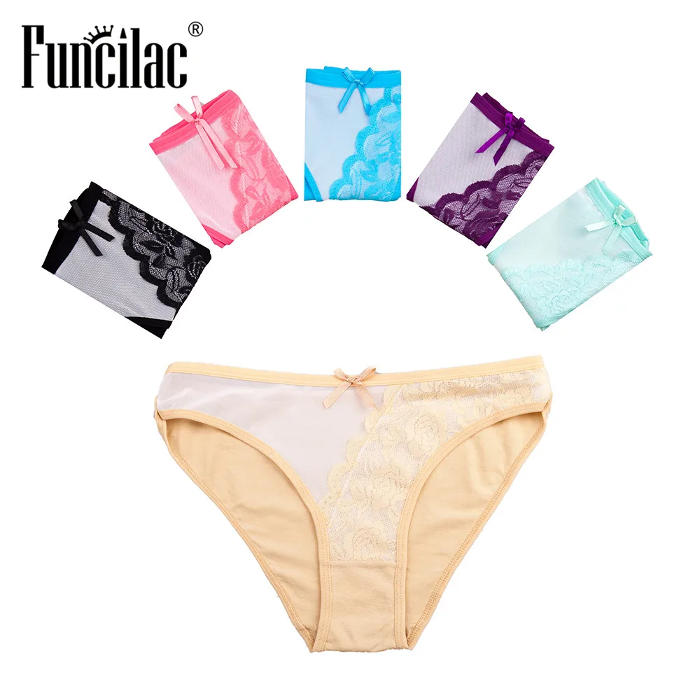 Нижнее белье FUNCILAC женские кружевные сексуальные трусики хлопковое нижнее