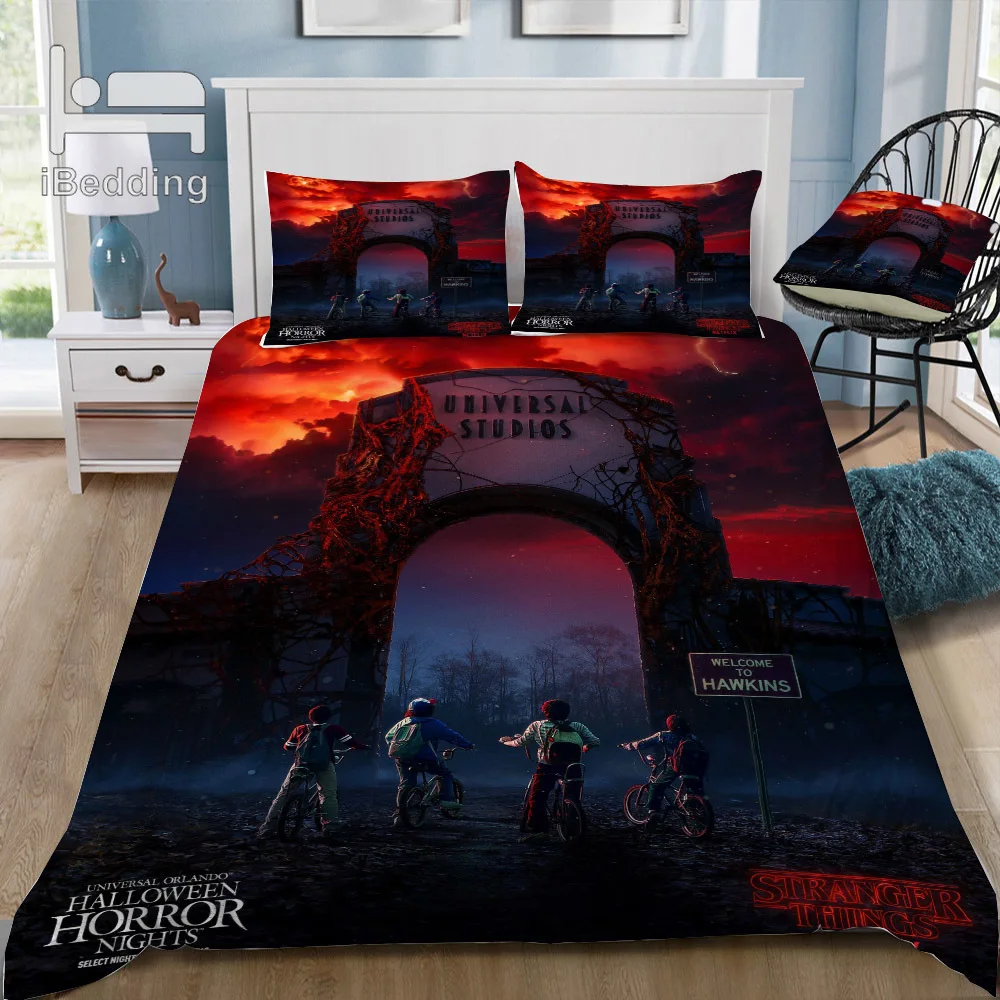 Комплект постельного белья из нового фильма очень странные дела с 3D рисунком