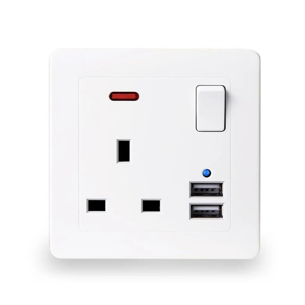 Лучшее настенное зарядное устройство с двумя usb-портами 2.1A 13А, английская стандартная электрическая розетка, розетка, панель, заряд питания usb для телефона 110~ 250 В - Тип: Wall Charge