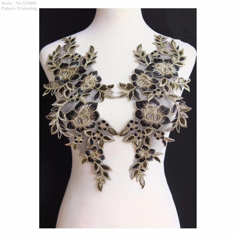 Бесплатная доставка 1 зеркальная пара = 2 шт. x черный/светло золотой цветок