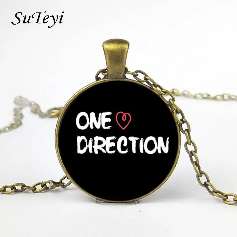 Модный Круглый бижутерия со стеклянными кабошонами One Direction ID массивные ожерелья