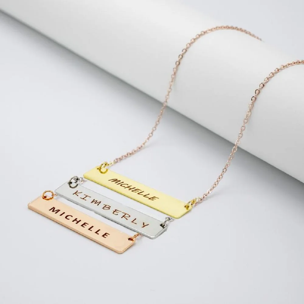 

Minimalist Initial Name Necklace Silver Heart Choker Rose Gold Chain Bar Necklace Women Name Necklace Personalized Jewelry